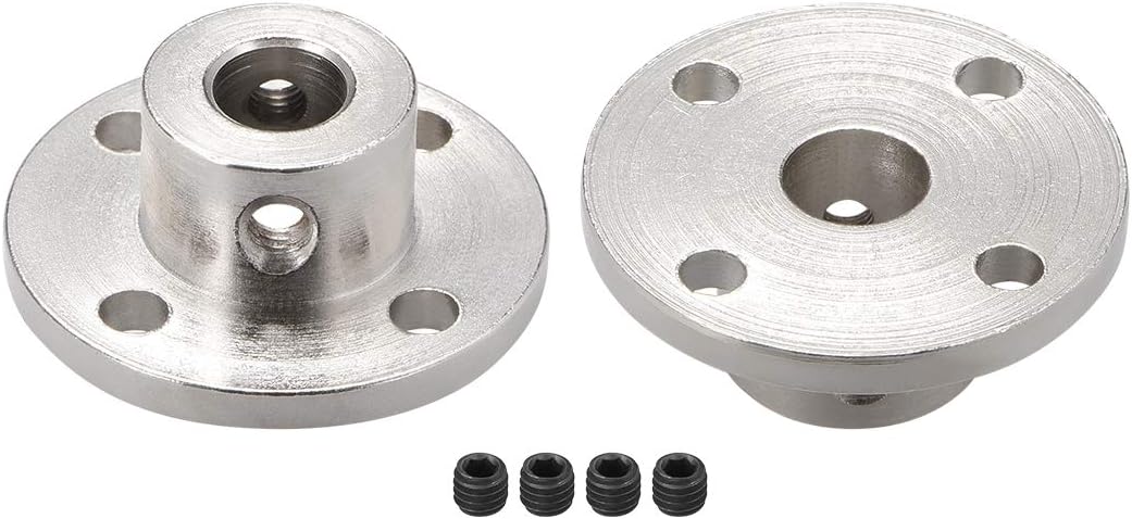8mm Inner Dia H13*D16 Rigid Flange Coupling Motor Guide Shaft Coupler Motor Connector Silver Tone 2 PCS for DIY Parts