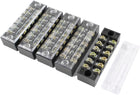 5 Pcs 600V 15A 6 Positions 2 Rows Barrier Screw Terminal Block Strip w Cover