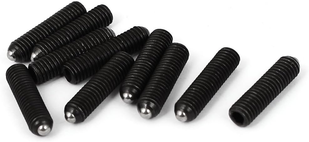 M5 x 18mm Hex Socket Ball Plunger Screws Black 20mm Length 10 Pcs