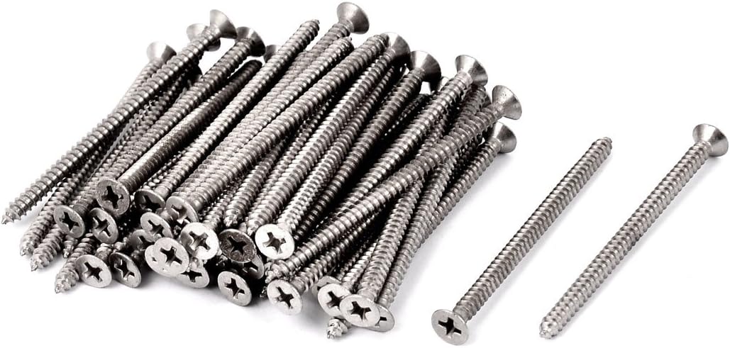 M3.5 x 60mm Countersunk Cross Head Self Tapping Screw Fasteners 50 Pcs