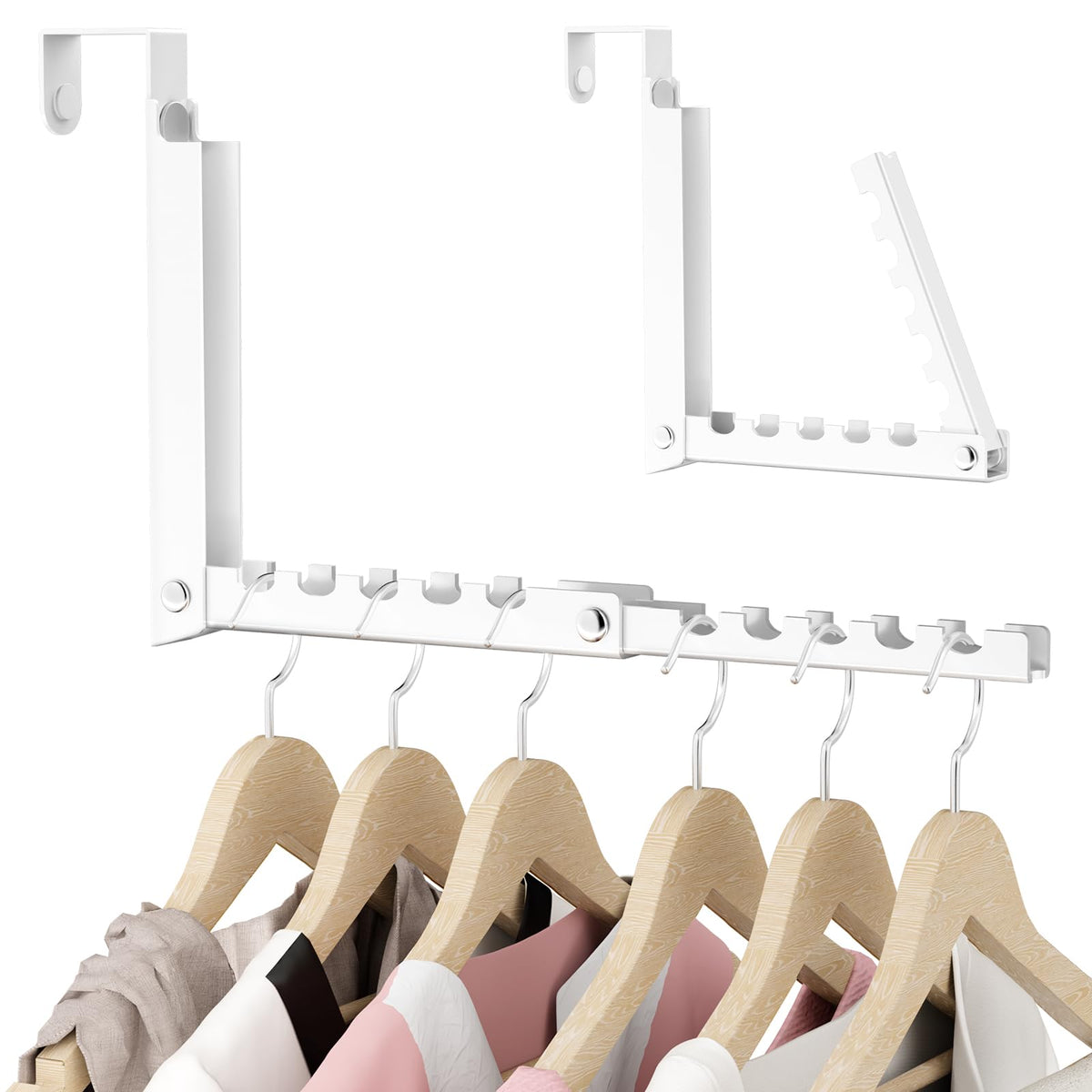 LinkMejor Over the Door Hanger with 10 Ridges,Compact Double Folding Over the Door Hooks for Dorm Bedroom Laundry Room,Metal Over the Door Clothes Hanger, Space Saving Over the Door Drying Rack(1