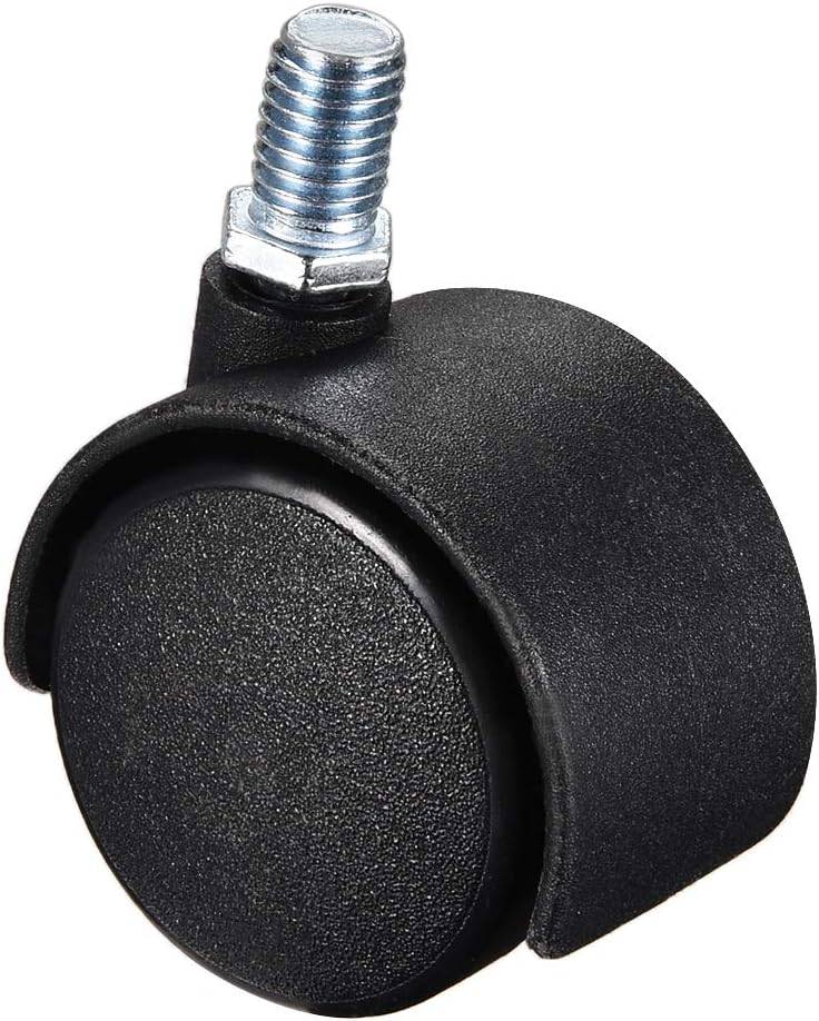Furniture Casters 1.5 Inch Nylon M10 x 15mm Threaded Stem Swivel Caster Wheels, 33lb Capacity Each Wheel