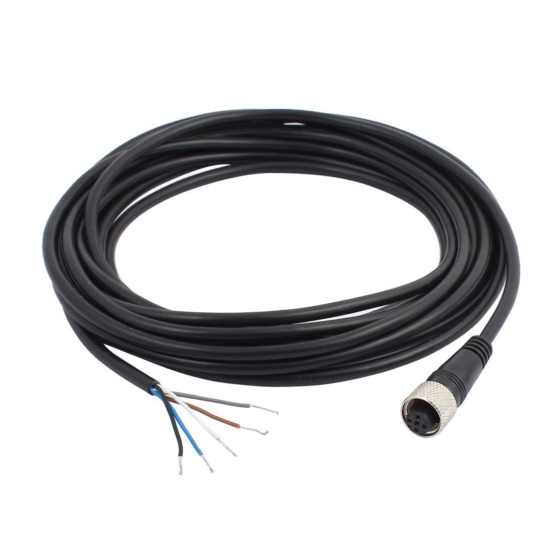 A16110400ux0295 M12 Female Straight 5 Pins Connector Aviation Socket Electrical Cable 5M Black