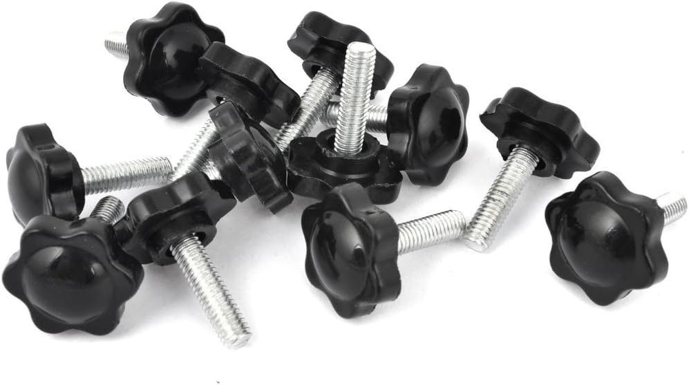 12x M6x20mm Male Thread 25mm Star Head Dia Screw On Type Clamping Knob