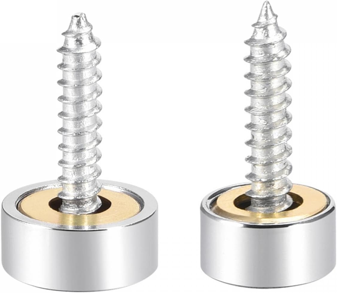 10mm and 12mm Polished Stainless Steel Mirror Screws, Decorative Cap Cover Nails 16pcs