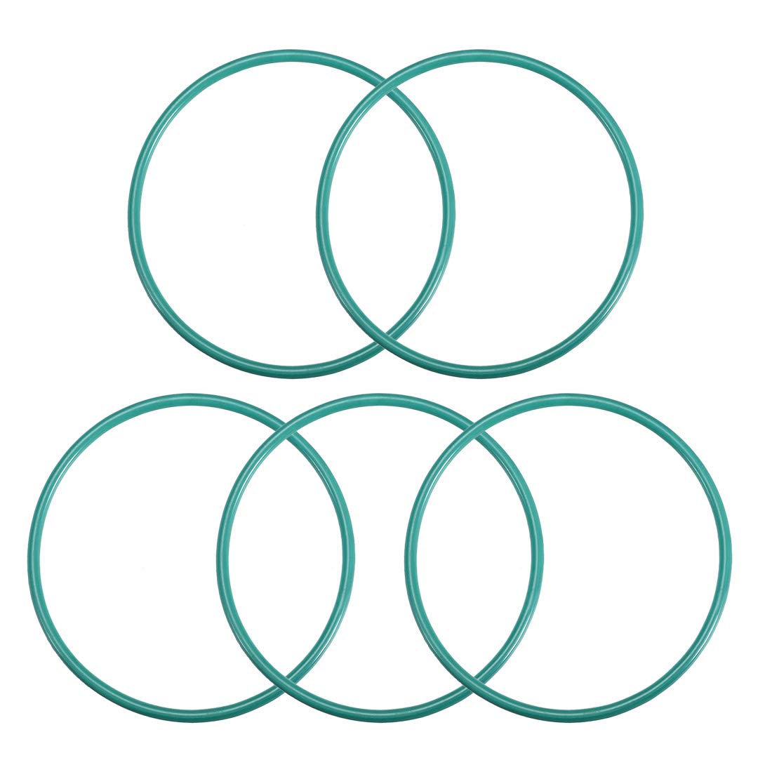 Fluorine Rubber O-Rings, 63mm OD 58.2mm ID 2.4mm Width FKM Seal Gasket for Machinery Plumbing, Green, Pack of 5