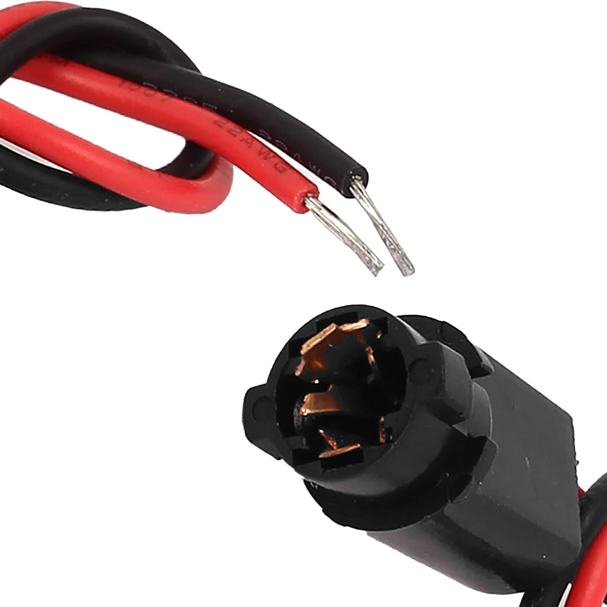 10 Pcs Lâmpada de Luz LED T5 Preta para Carro Socket Conector Fio Cinto DC 12V