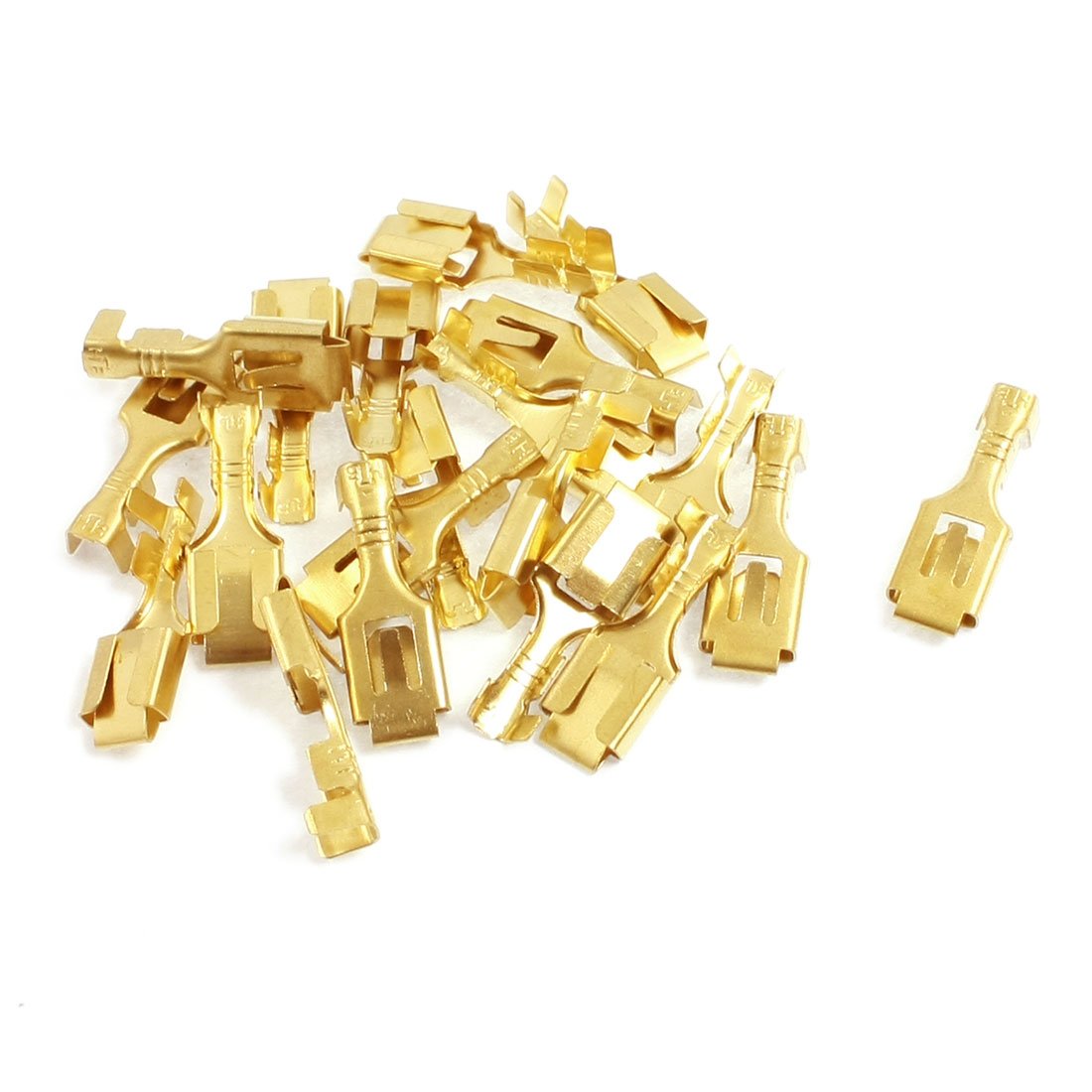 a12091000ux0569 6.3mm Brass Crimp Terminal Cable Female Spade Connector, 20 Pieces