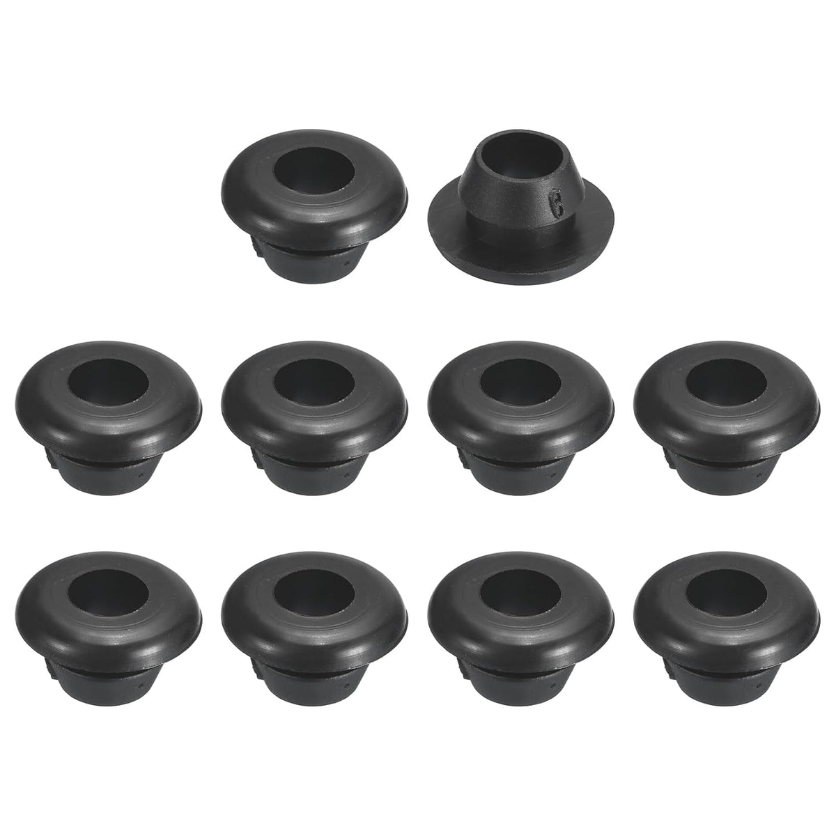 38 Pcs Rubber Grommets, 6mm ID 8mm Drill Hole Double Sided Hollow Firewall Hole Plugs Round Electrical Wiring Gasket, Black