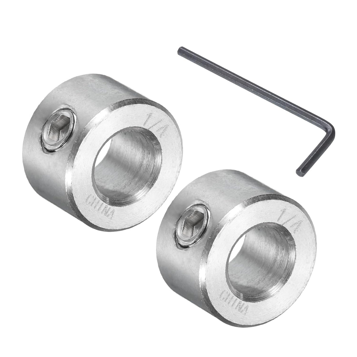 2 Pcs Set Screw Shaft Collar 1/4"Bore, 304 Stainless Steel Shaft Collars, 1/2"OD, 8mm Thickness, Axle Collar Clamp with A Hex Wrench