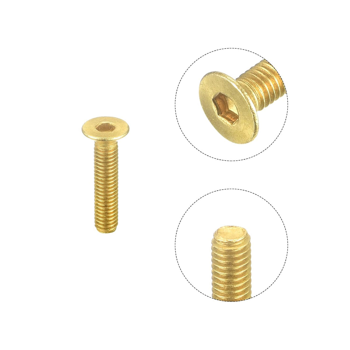 Cappuccio viti a testa piatta, M3-0.5 x 14mm bulloni in ottone con innesto a esagono interno 6Pcs