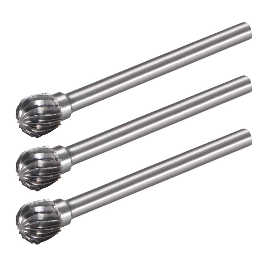 Tungsten Carbide Rotary Files 1/8" Shank, Single Cut Ball Rotary Burrs Tool 6mm Dia, for Die Grinder Drill Bit Alloy Steel Hard Metal Carving Polishing Model Engineering, 3pcs