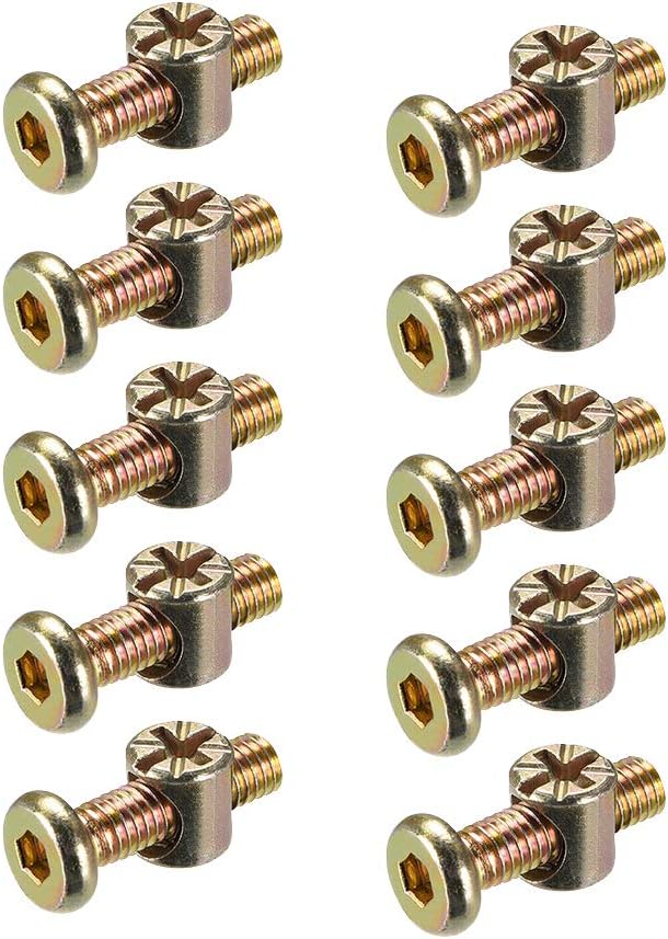 M6 x 20mm Furniture Bolts Nut Set Hex Socket Screw with Barrel Nuts Phillips-Slotted Zinc Plated 10 Sets