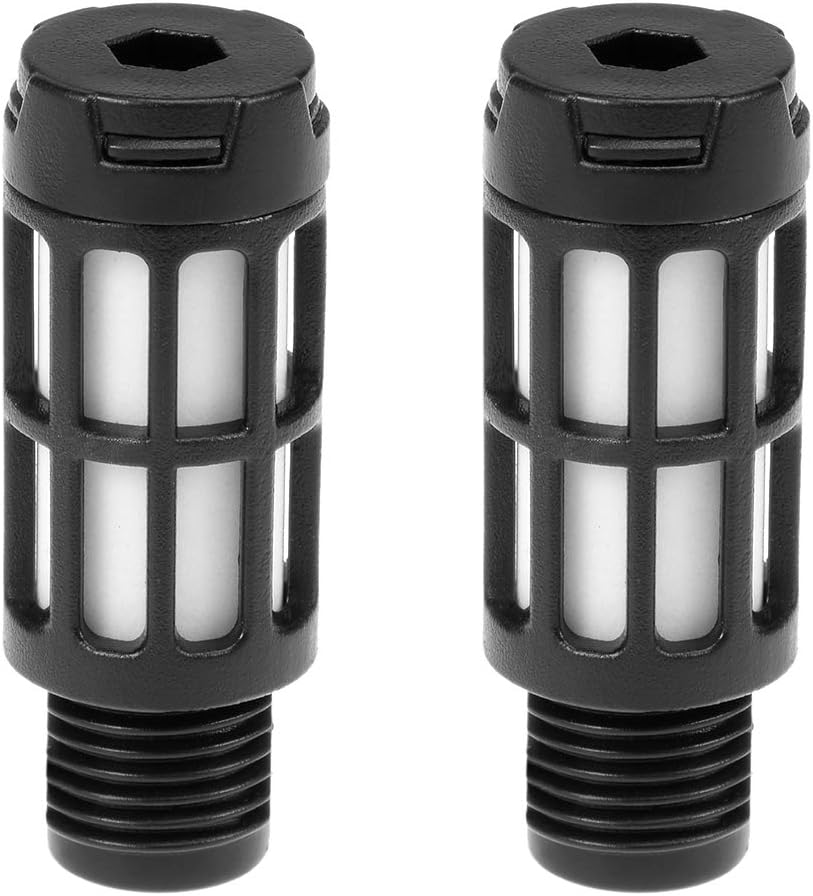 Plastic Pneumatic Muffler Exhaust Air Line Silencer Bigger 1/4 PT Black, 2pcs