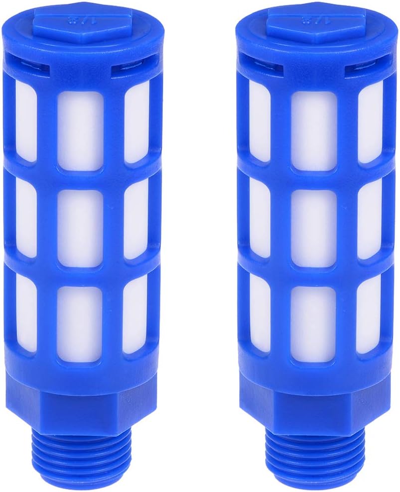 Plastic Pneumatic Muffler Exhaust Air Line Silencer 1/2 PT Blue, 2pcs