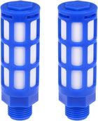 Plastic Pneumatic Muffler Exhaust Air Line Silencer 1/2 PT Blue, 2pcs