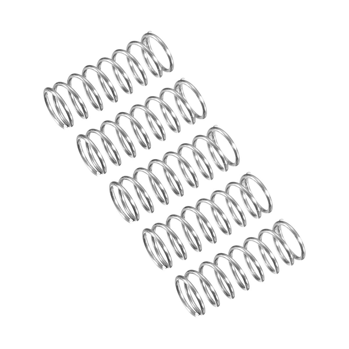 Compression Spring, 5Pcs 304 Stainless Steel, 4mm OD, 0.4mm Wire Size, 10mm Free Length, Silver Tone