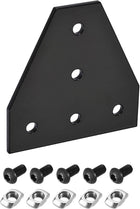 2Pcs Corner Bracket Plate T Shape 90x90mm 5-Hole Outside Joint Kits 3030 Aluminum Profile with T Nuts and Hex Socket Screws Black for Frame Structure