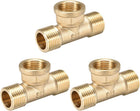 Brass Tee Pipe Fitting G1/2 Male X G1/2 Female X G1/2 Male T-Shaped Connector Coupler 3pcs