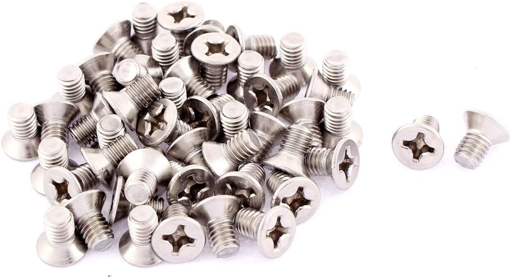 M6 x 10mm Phillips Head Countersunk Bolts Machine Screw Fastener 50pcs