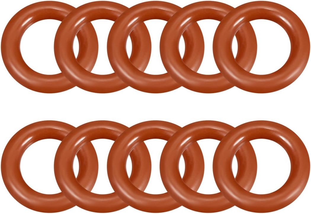 Silicone O-Ring, 10mm Outside Diameter, 6mm Inner Diameter, 2mm Width, VMQ Seal Rings Sealing Gasket Red, 10PCS