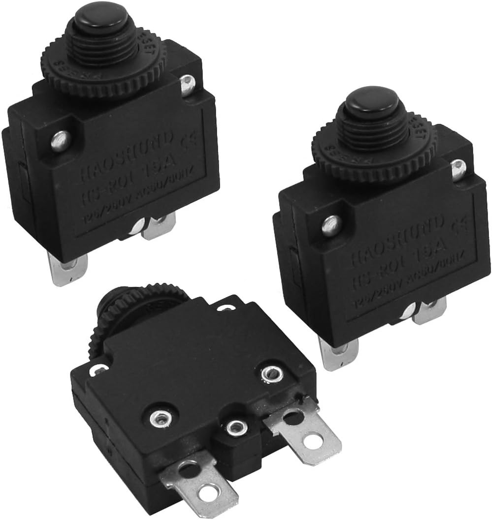 3Pcs AC 125V/250V 15A Reset Circuit Breaker Overload Protectors