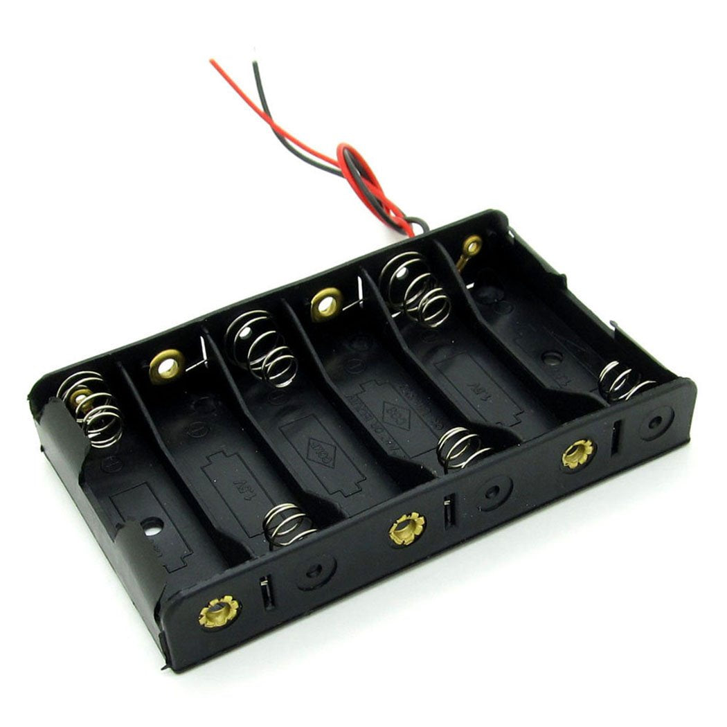 LinkMejor 6 AA 9V Battery Holder Case Box, Black