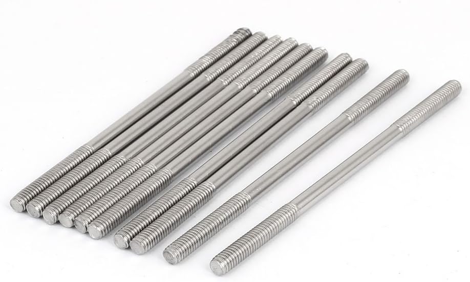 M4x80mm 304 Stainless Steel Double End Threaded Stud Screw Bolt 10pcs
