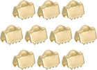 LinkMejor 20Pcs Ribbon End Crimp Clamps, 6.5mm Pinch Cord End Clasps Stainless Steel Curled Bead Clasp for Ribbon Lace Bookmark Ends Keychain DIY Making, Gold