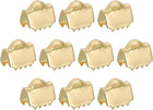 LinkMejor 30Pcs Ribbon End Crimp Clamps, 6.5mm Pinch Cord End Clasps Stainless Steel Curled Bead Clasp for Ribbon Lace Bookmark Ends Keychain DIY Making, Gold
