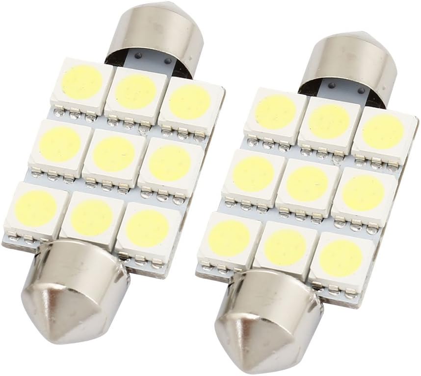 2Pcs 39mm 9-LED White Festoon Dome Light