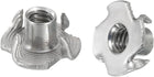 1/4"-20 T-nut 50pcs 304 Stainless Steel 4 Pronged Tee Nuts for Furniture Woodwork Cabinetry Threaded Insertion