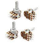 a14062000ux0332 4 Piece 10K Ohm B10K 6 Pin Single Linear Taper Rotary Potentiometer, 0.67" Width, 0.98" Length