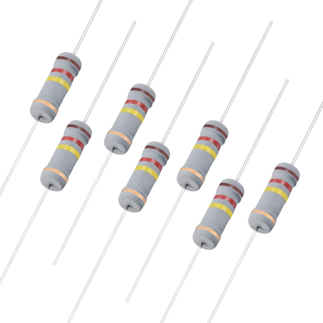 50Pcs 120K Ohm Resistor, 2W 5% Tolerance Carbon Film Resistors, 4 Bands for DIY Electronic Projects and Experiments