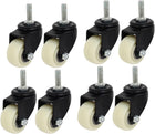 1.5-inch Dia PP Single Wheel M8 x 25mm Threaded Stem Universal Caster 8pcs