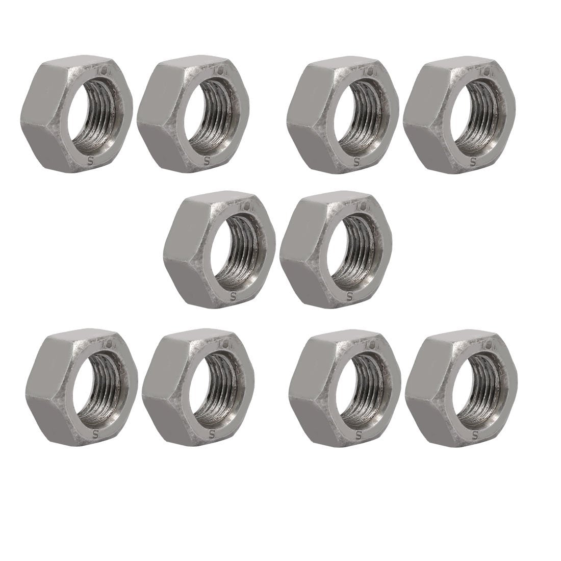 10pcs M16 x 1.5mm Pitch Metric Fine Thread Carbon Steel Left Hand Hex Nuts