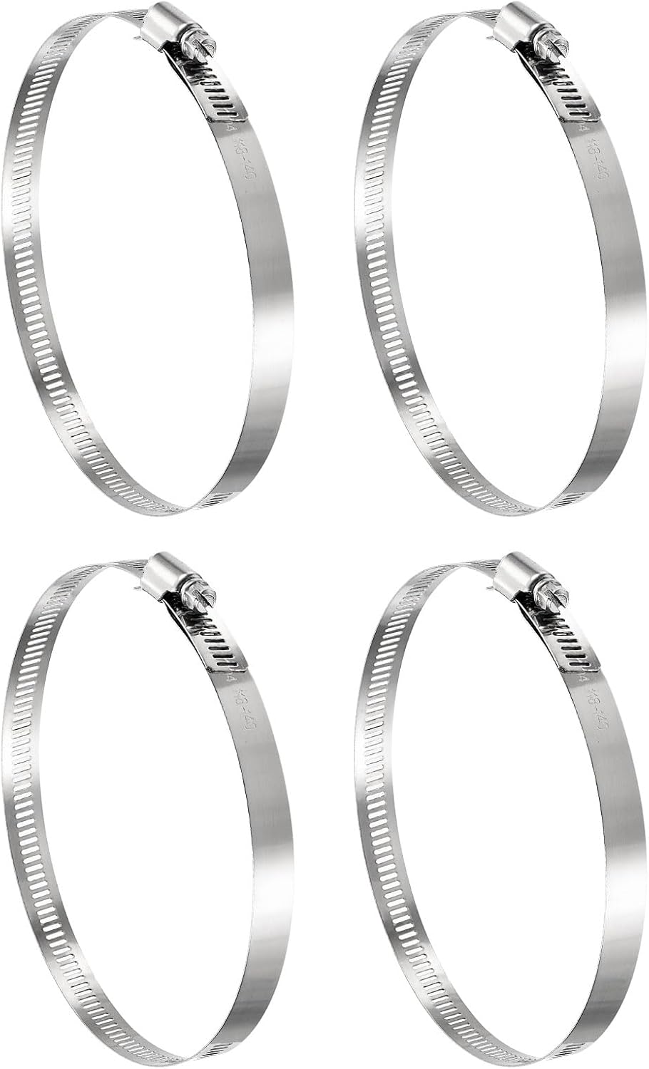 4 Pcs Hose Clamps, Stainless Steel 4-5/8"- 5-1/2"(118-140mm) Adjustable Worm Gear Drive Hose Clamps Pipe Clamp for Plumbing Dishwasher Automotive Washing Machine, Silver