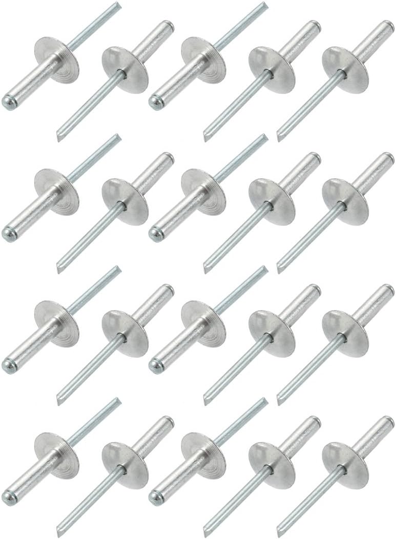 20 Pcs 5mm x 20mm Aluminum Open End Large Flange Blind Rivets