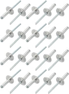 20 Pcs 5mm x 20mm Aluminum Open End Large Flange Blind Rivets