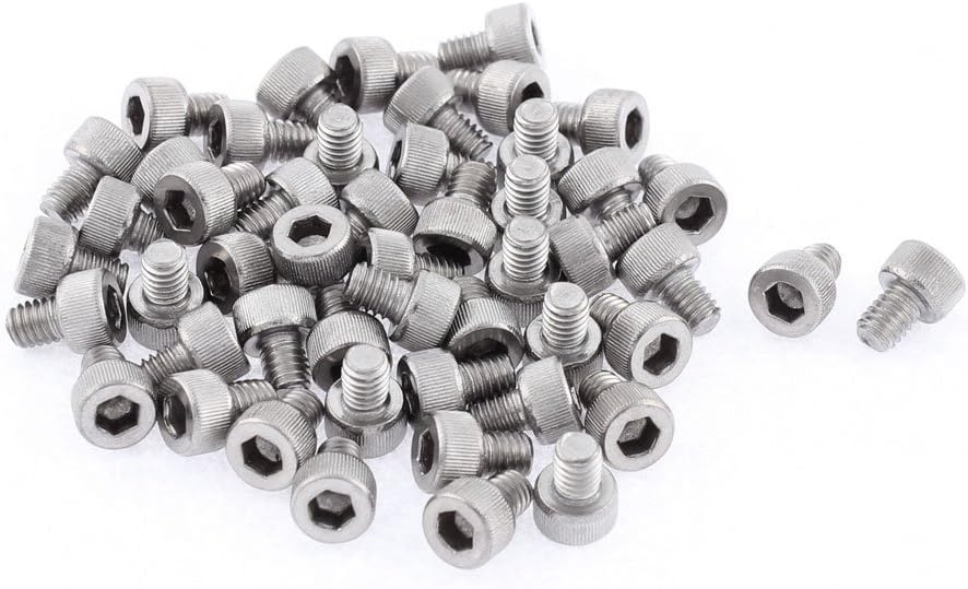 M4x5mm 0.7mm Pitch 3mm Hex Socket Head Key Knurled Cap Screws 50 Pcs