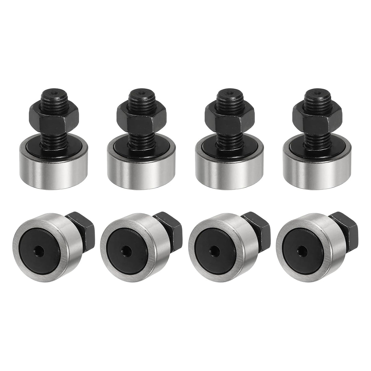 8pcs CF12 Cam Follower KR30 Needle Roller Bearing, Chrome Steel Track Runner Bearings, 30mm Roller Diameter, M12x1.5mm Full Male Thread Stud Type for Machine Tool Guide Rail