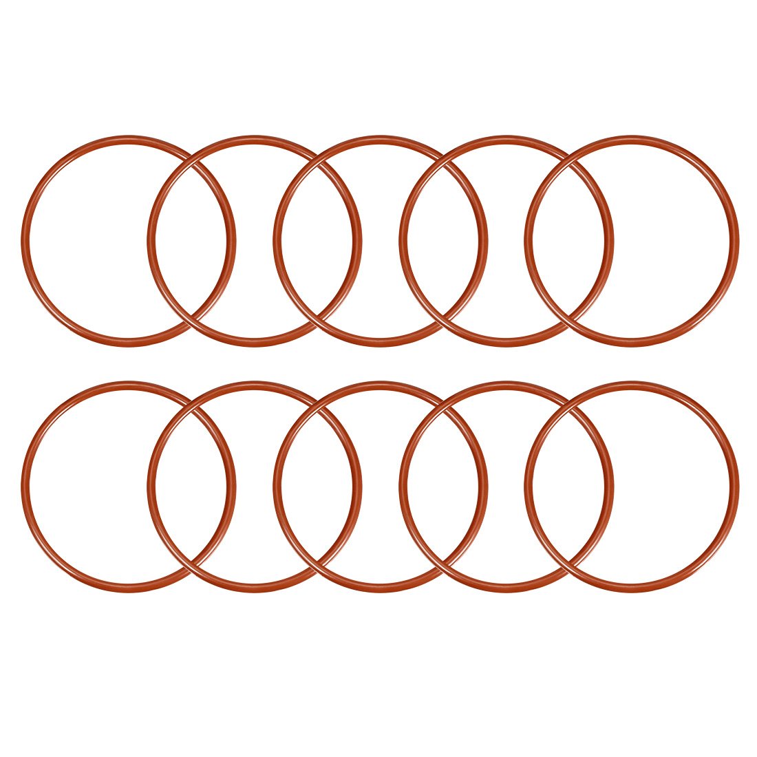 Silicone O-Ring, 60mm OD, 53.8mm ID, 3.1mm Width, VMQ Seal Rings Gasket, Red, Pack of 10