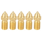 5 Pcs 0.4mm Brass Nozzles, M6 Thread High-Speed 3D Printer Nozzle Accessories High Temperature Pointed Wear Resistant for Hotend 3D Printers Extruder Hotend Replacement Tip