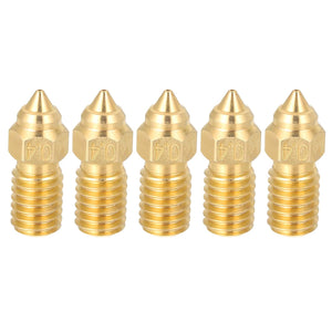 5 Pcs 0.4mm Brass Nozzles, M6 Thread High-Speed 3D Printer Nozzle Accessories High Temperature Pointed Wear Resistant for Hotend 3D Printers Extruder Hotend Replacement Tip