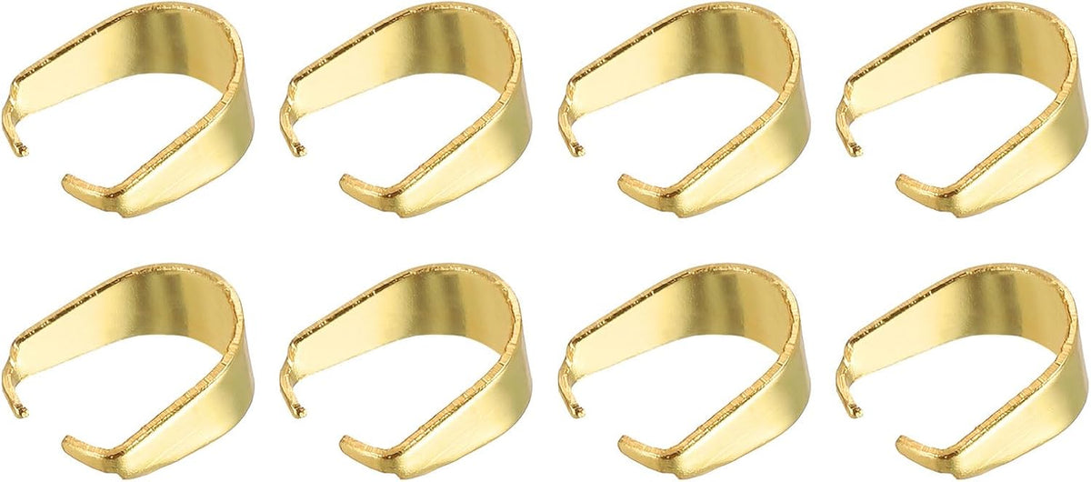 LinkMejor 60Pcs Pinch Clip Clasp, 4 x 9mm Pinch Clip Pendant Bail Connector Stainless Steel Pinch Bail for Pendants Jewelry Making DIY Craft, Gold