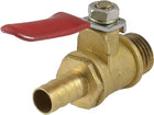 1/4" PT Male Thread to 8mm Hose Barb Red Lever Handle Ball Valve