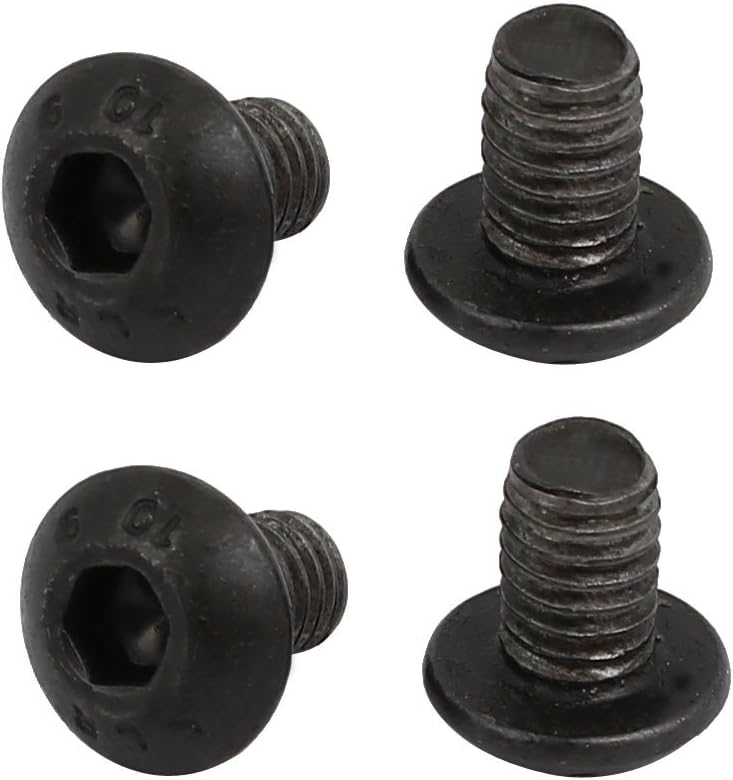 4pcs M4x6mm 10.9 Grade Hex Socket Reverse Left Hand Thread Screw Bolt Black