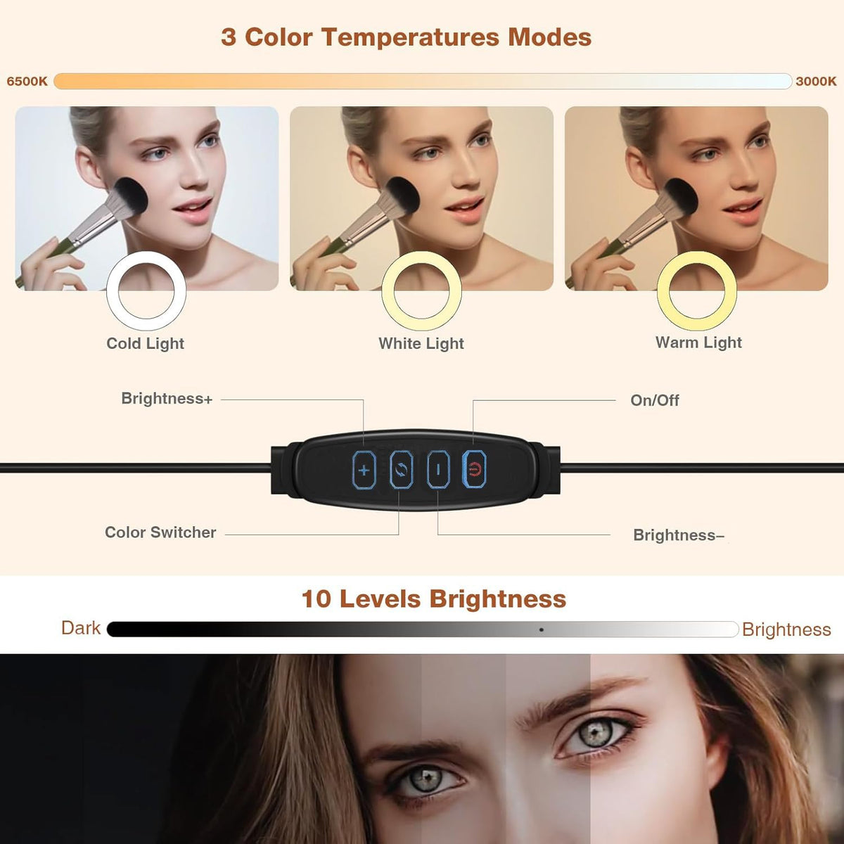 Saugnapf-LED-Spotlicht für Spiegel, Selfie-Ringlicht für Make-up