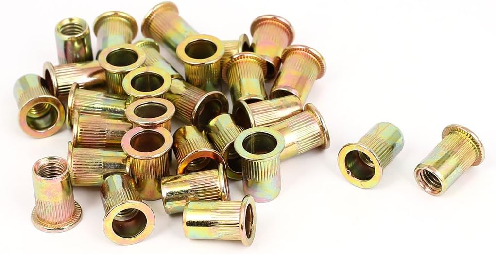 M8x18mm Countersunk Head Ribbed Body Blind Nuts Insert Nutserts 30pcs
