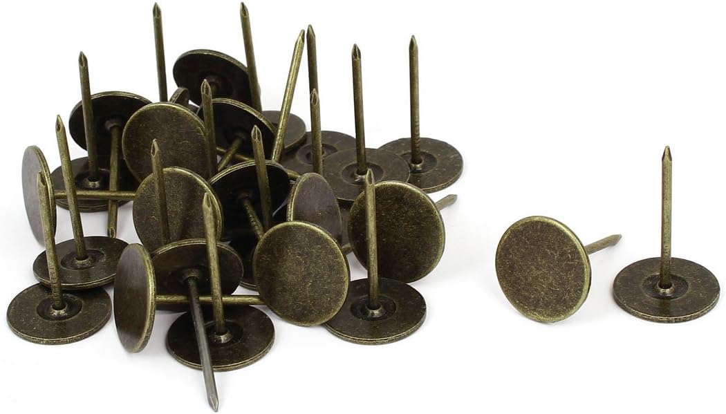 Upholstery Nails Tack, 19mm Head Dia 31mm Length Metal Round Thumb Push Pins Bronze Tone for Furniture Sofa Headboards, 30 Pcs